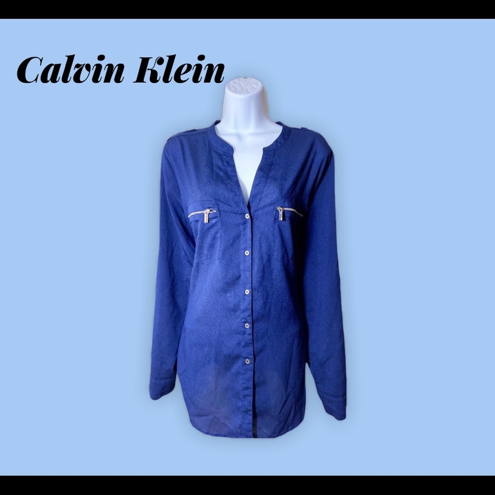 Calvin Klein blouse blue long sleeve